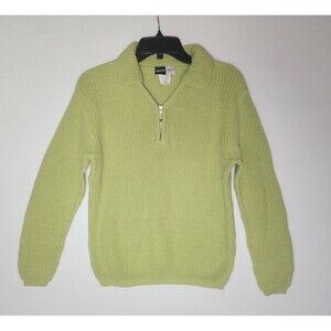 Vintage Beldoch Popper 1/4 Zip Ribbed Collared Mint Sweater Y2K Womens Medium